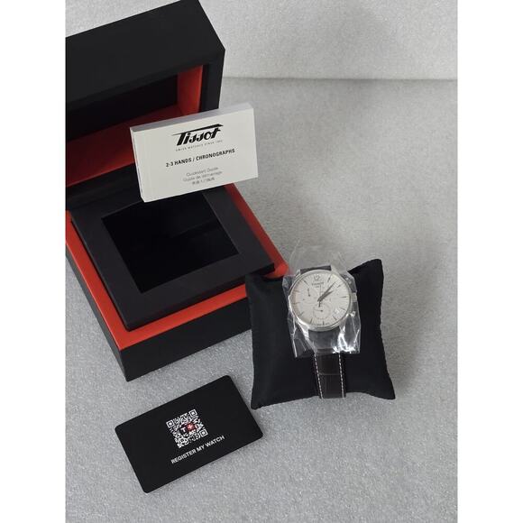 Tissot T063617A Quartz Sapphire SS Leather Men's Watch Swiss Made New - Picture 1 of 10
